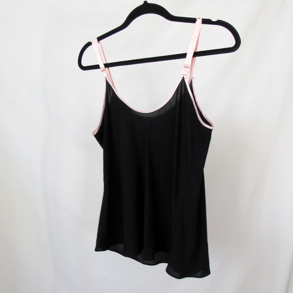 Vintage 90s OSCAR DE LA RENTA Black Floral Tank Top Pink Label Lingerie Top-L - Picture 9 of 9